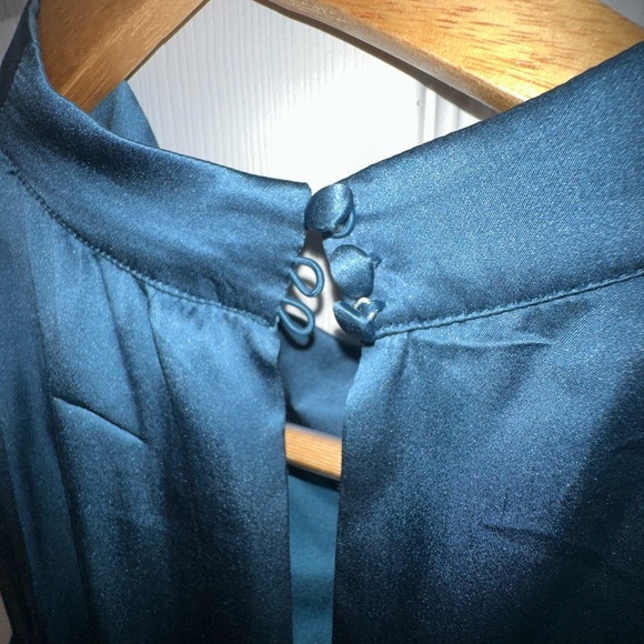 Anthropologie Silk Elegant Teal Sleeveless Dress - Picture 8 of 16